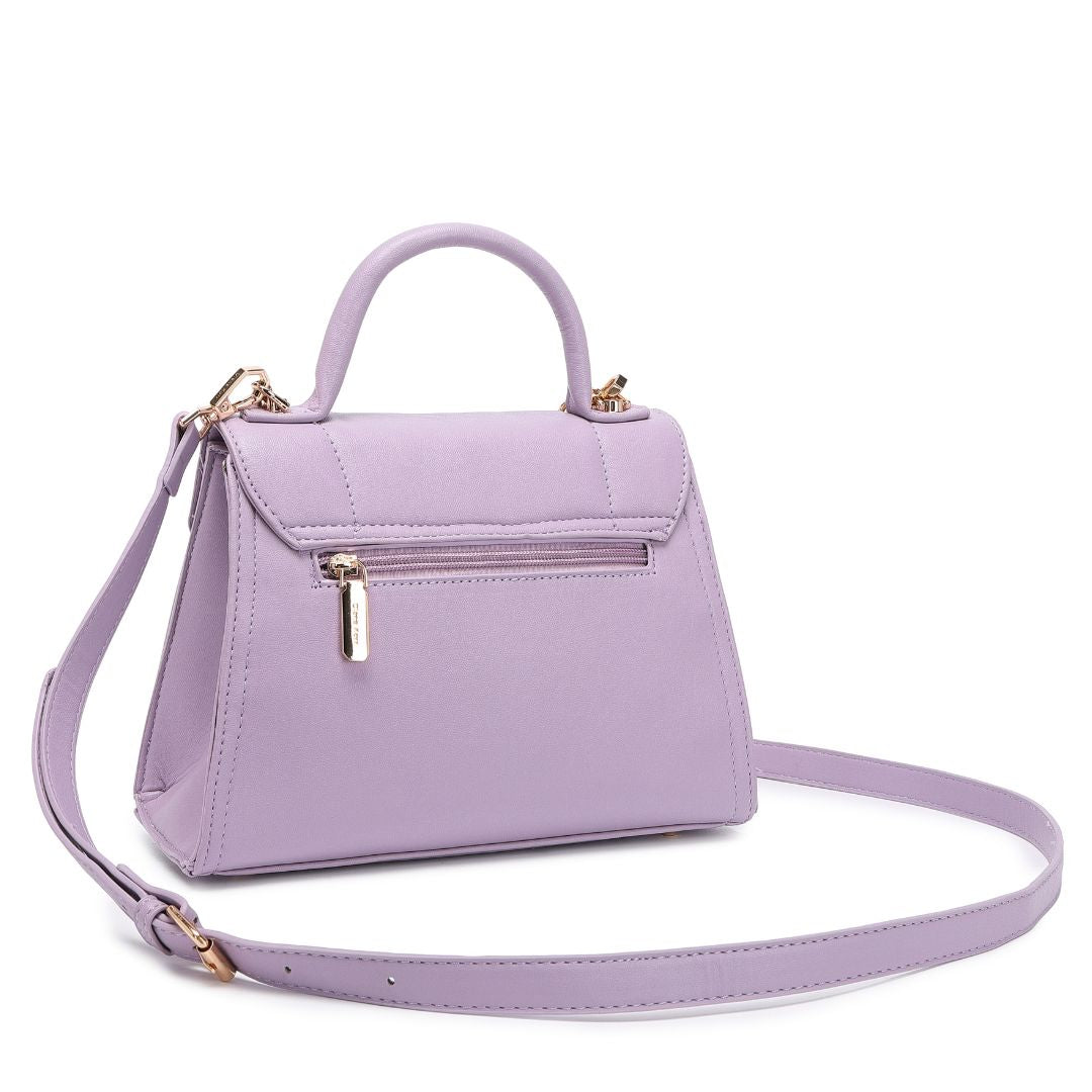 ELEGANT PURPLE LOCK CHAIN STRUCTURED HANDBAG