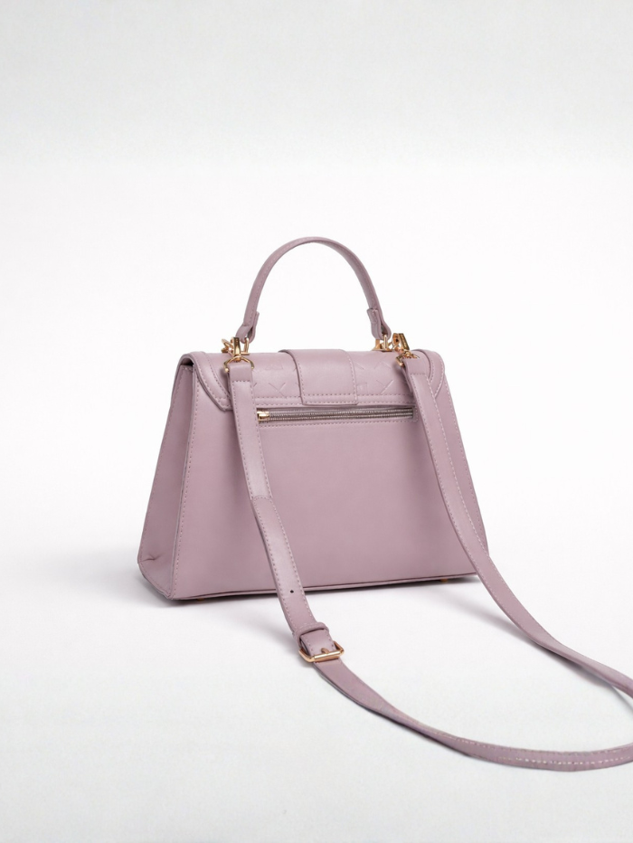 Stylish Embossed purple Chain Lock Top Handle Sling Bag for Women