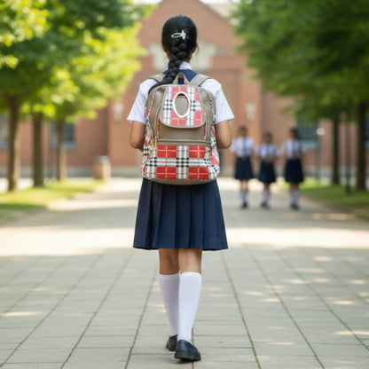 Stylish Check Pattern School Bag for Kids & Teens, Fashion Mini Travel Bookbag