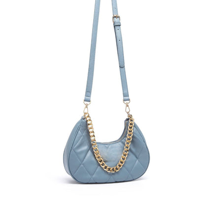 QUILTED LUXE BLUE CHAIN SHOULDER BAG