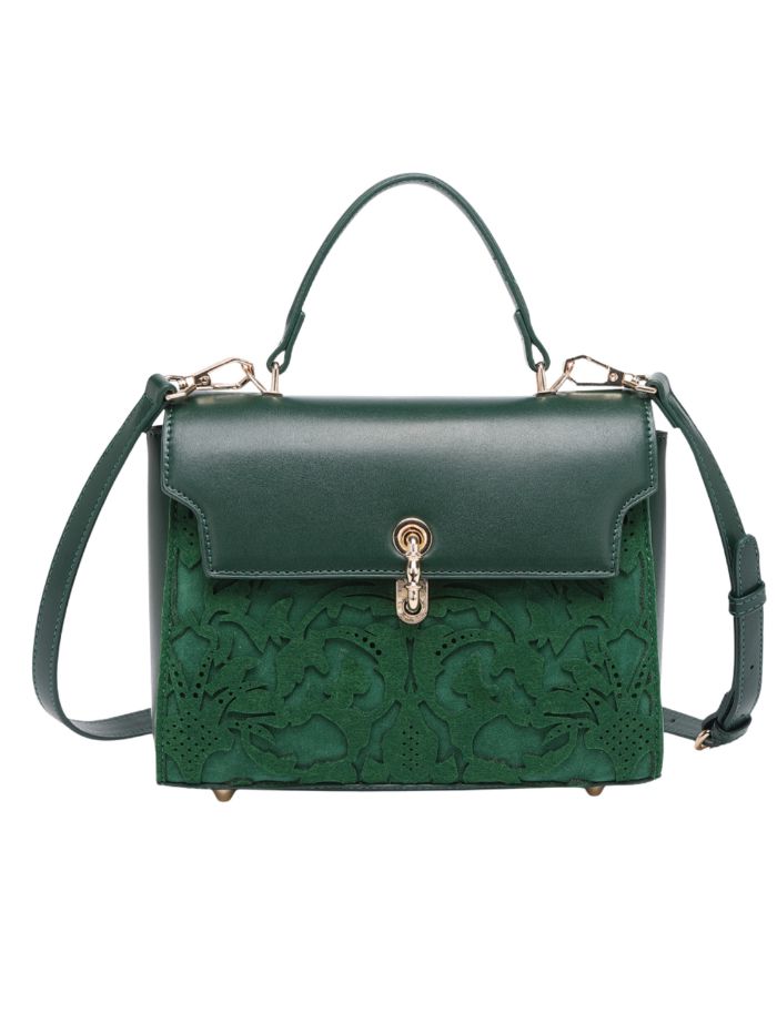 EMPORIO EMBOSSED MESSENGER B DARK GREEN HANDBAG