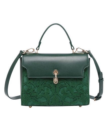 EMPORIO EMBOSSED MESSENGER B DARK GREEN HANDBAG
