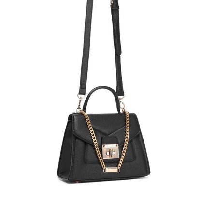 ELEGANT LOCK CHAIN STRUCTURED HANDBAG