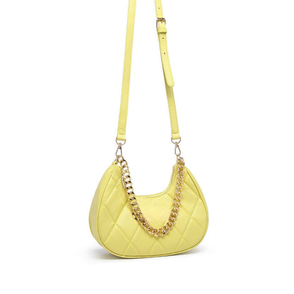 QUILTED LUXE YELLOW CHAIN SHOULDER BAG