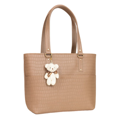 Large Capacity Fashion Shoulder Bag with Teddy Bear Charm for Work, School & Everyday Use