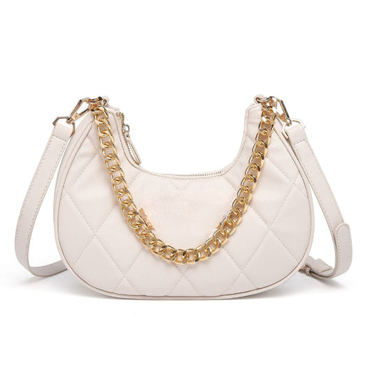 QUILTED LUXE OFF WHITE CHAIN SHOULDER BAG