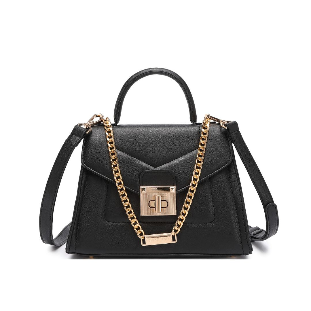 ELEGANT LOCK CHAIN STRUCTURED HANDBAG