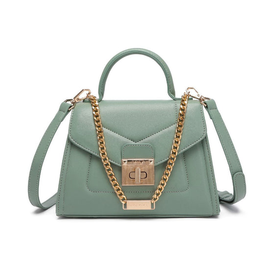 ELEGANT GREEN LOCK CHAIN STRUCTURED HANDBAG