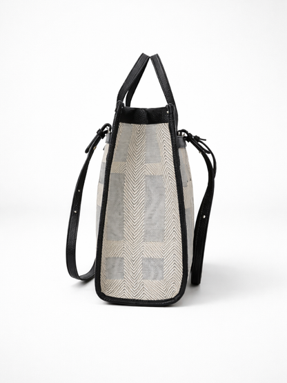 Premium Canvas & PU Leather Office Black Travel Tote Bag for Women