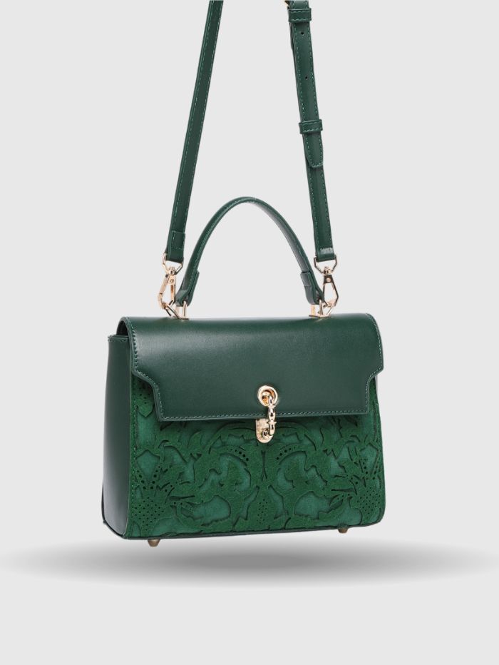 EMPORIO EMBOSSED MESSENGER B DARK GREEN HANDBAG