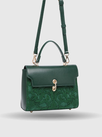 EMPORIO EMBOSSED MESSENGER B DARK GREEN HANDBAG
