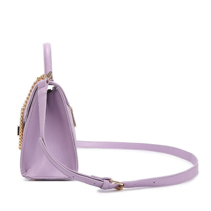 ELEGANT PURPLE LOCK CHAIN STRUCTURED HANDBAG