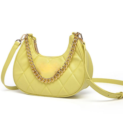 QUILTED LUXE YELLOW CHAIN SHOULDER BAG