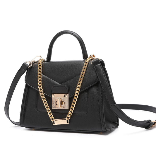 ELEGANT LOCK CHAIN STRUCTURED HANDBAG