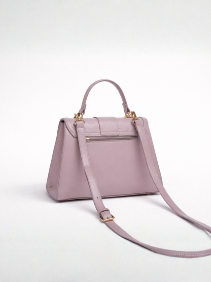 Stylish Embossed purple Chain Lock Top Handle Sling Bag for Women