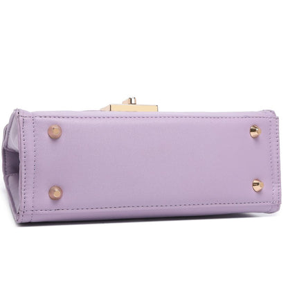 ELEGANT PURPLE LOCK CHAIN STRUCTURED HANDBAG