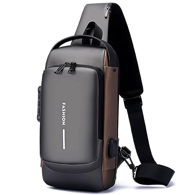 Anti-Theft USB Sling Bag for Men With USB Charging Cable