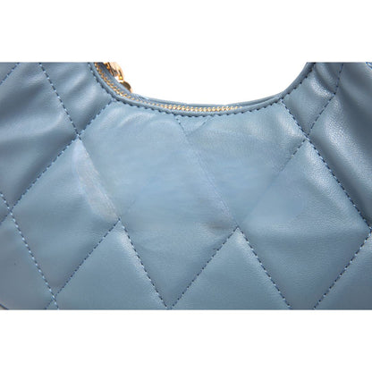 QUILTED LUXE BLUE CHAIN SHOULDER BAG