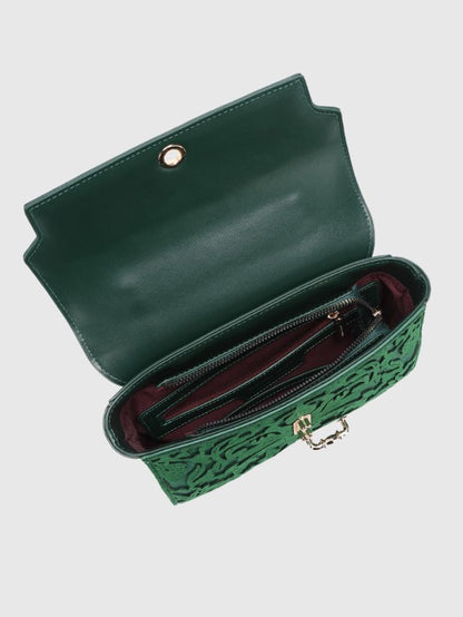 EMPORIO EMBOSSED MESSENGER B DARK GREEN HANDBAG