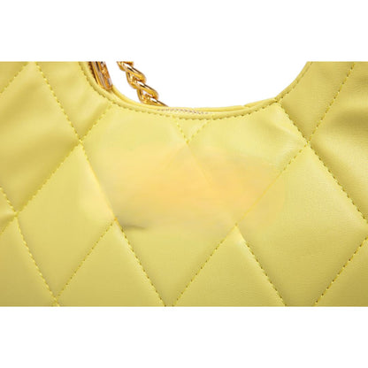 QUILTED LUXE YELLOW CHAIN SHOULDER BAG