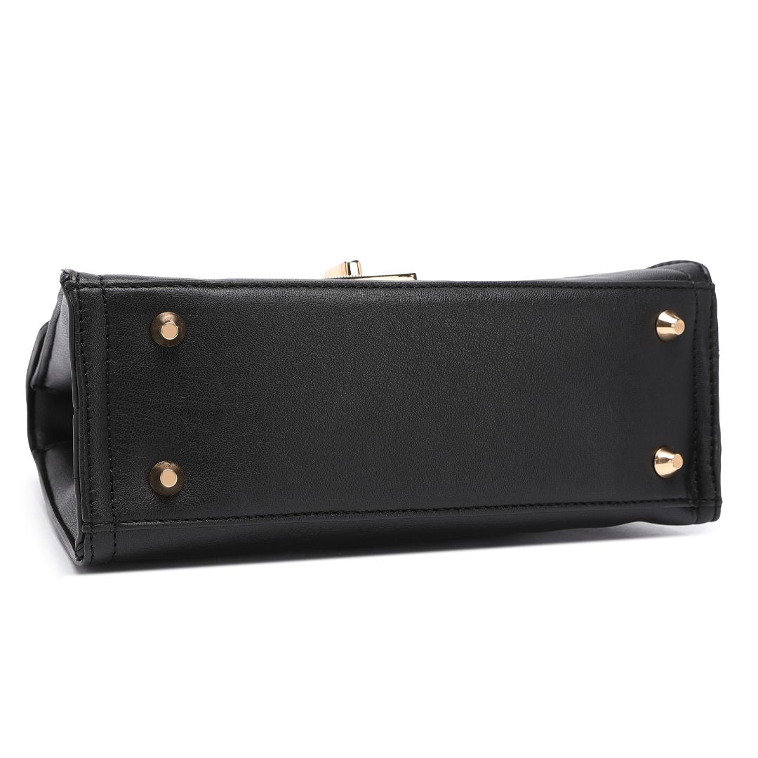 ELEGANT LOCK CHAIN STRUCTURED HANDBAG