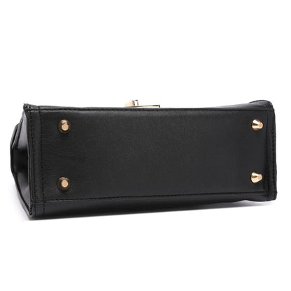 ELEGANT LOCK CHAIN STRUCTURED HANDBAG