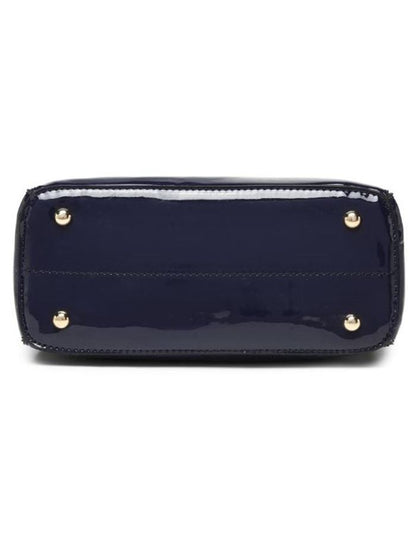 Elegant Patent Leather Blue Tote Handbag for Women