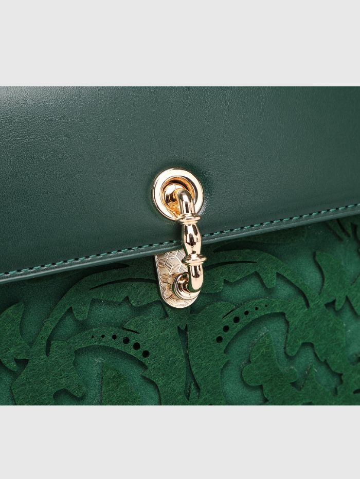 EMPORIO EMBOSSED MESSENGER B DARK GREEN HANDBAG