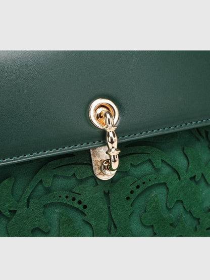 EMPORIO EMBOSSED MESSENGER B DARK GREEN HANDBAG
