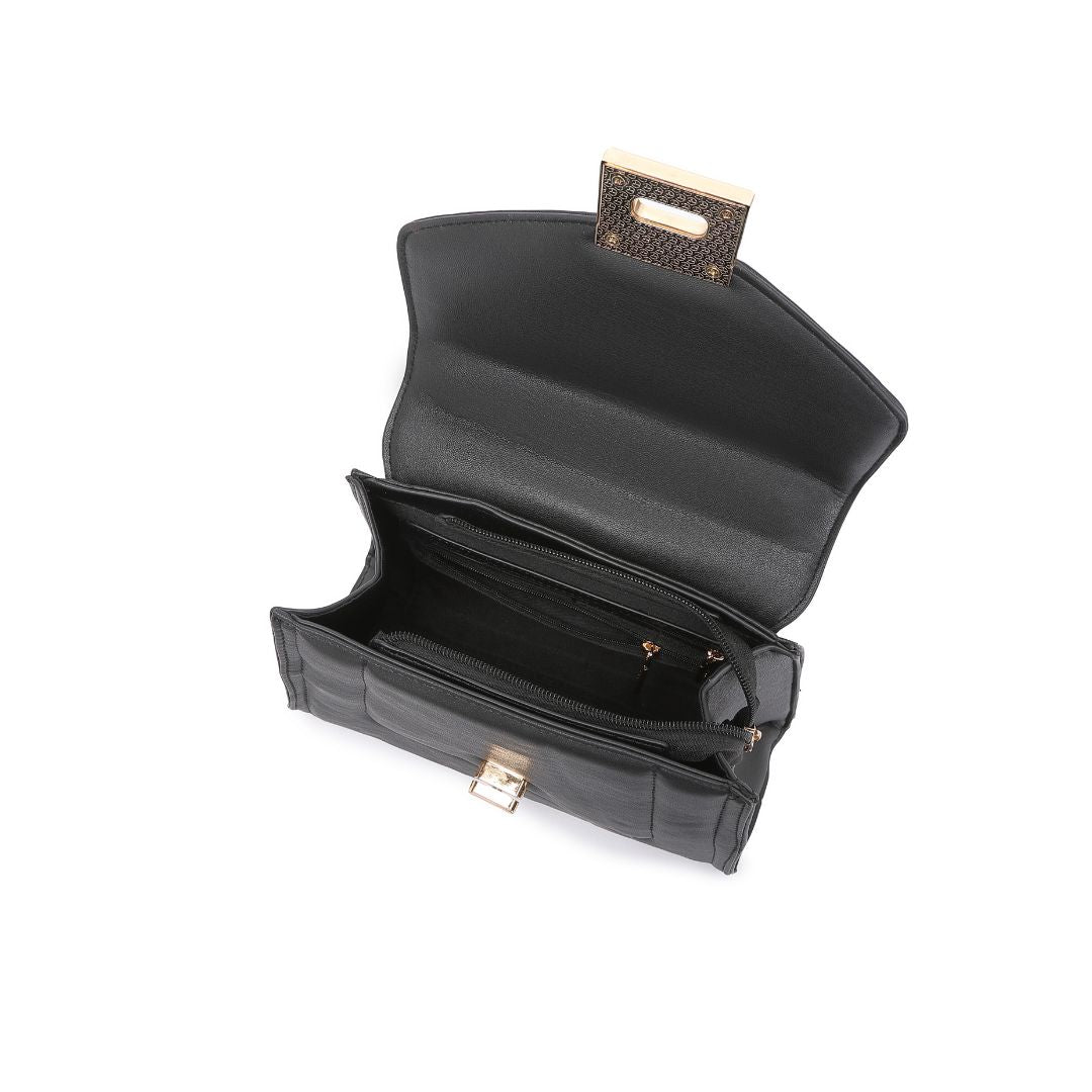 ELEGANT LOCK CHAIN STRUCTURED HANDBAG