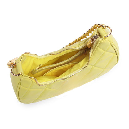 QUILTED LUXE YELLOW CHAIN SHOULDER BAG