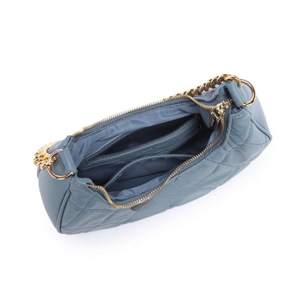 QUILTED LUXE BLUE CHAIN SHOULDER BAG