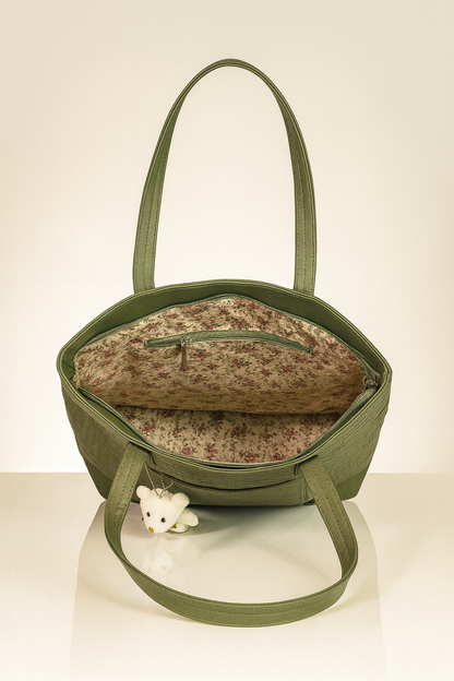 Large Capacity Fashion Shoulder Bag with Teddy Bear Charm for Work, School & Everyday Use