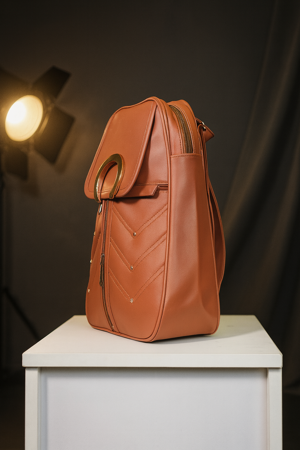 Fashion School & Travel Bag with Gold Decorative Ring and Elegant Everyday Design