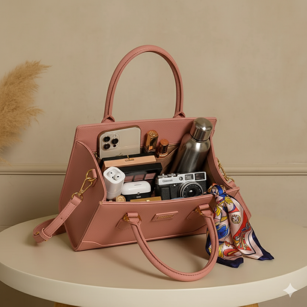 Classic Structured Tote Pink HandBag For Women – Premium Office & Casual Handbag