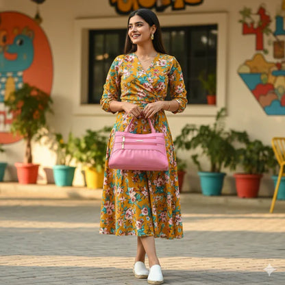 Blush Structured Tote Handbag For Women