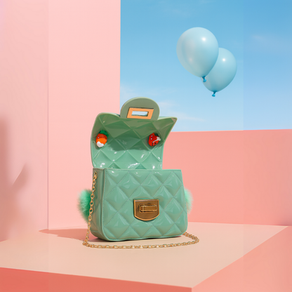 Noire Luxe Quilted Fur Handle Handbag for Girls