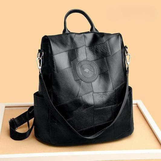 Premium Patchwork Leather Convertible Backpack – Stylish Multi-Use Bag for Women