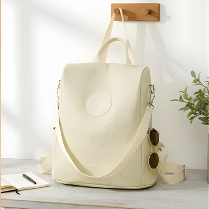 Premium Patchwork Leather Convertible Backpack – Stylish Multi-Use Bag for Women
