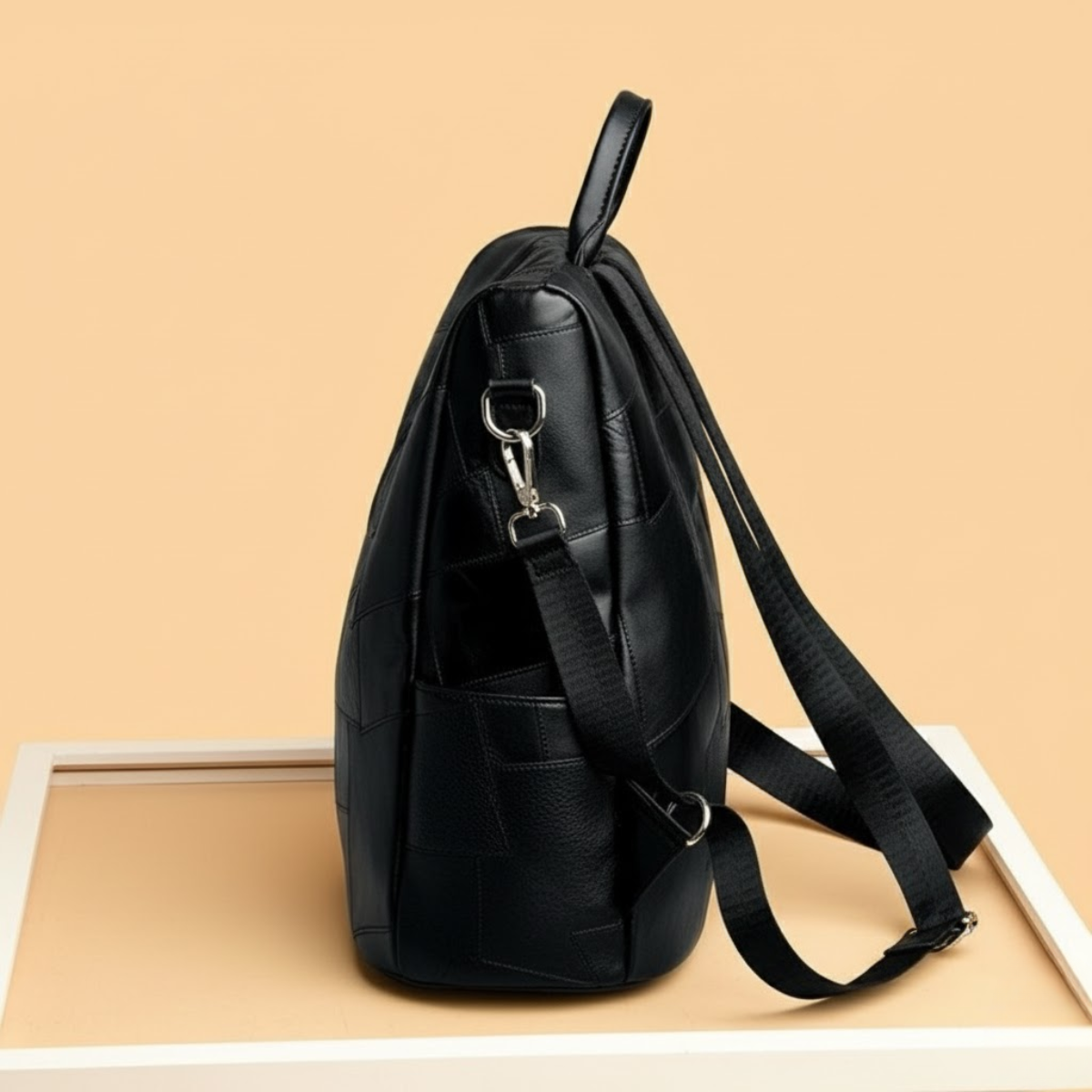 Premium Patchwork Leather Convertible Backpack – Stylish Multi-Use Bag for Women