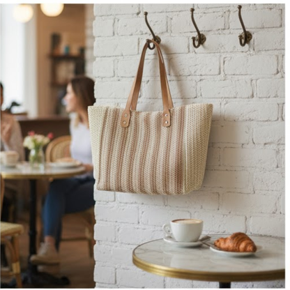 Woven Striped Tote Bag – Casual, Lightweight & Trendy for Daily Use