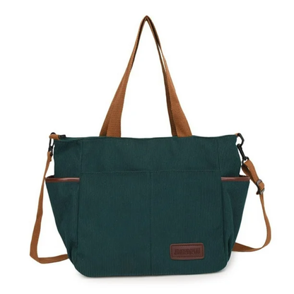 Corduroy Shoulder Tote Bag – Large Casual Handbag with Adjustable Strap
