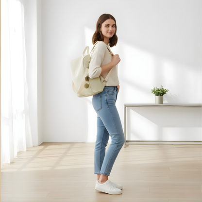 Premium Patchwork Leather Convertible Backpack – Stylish Multi-Use Bag for Women