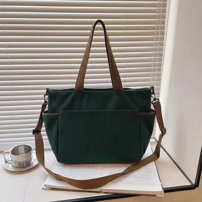 Corduroy Shoulder Tote Bag – Large Casual Handbag with Adjustable Strap