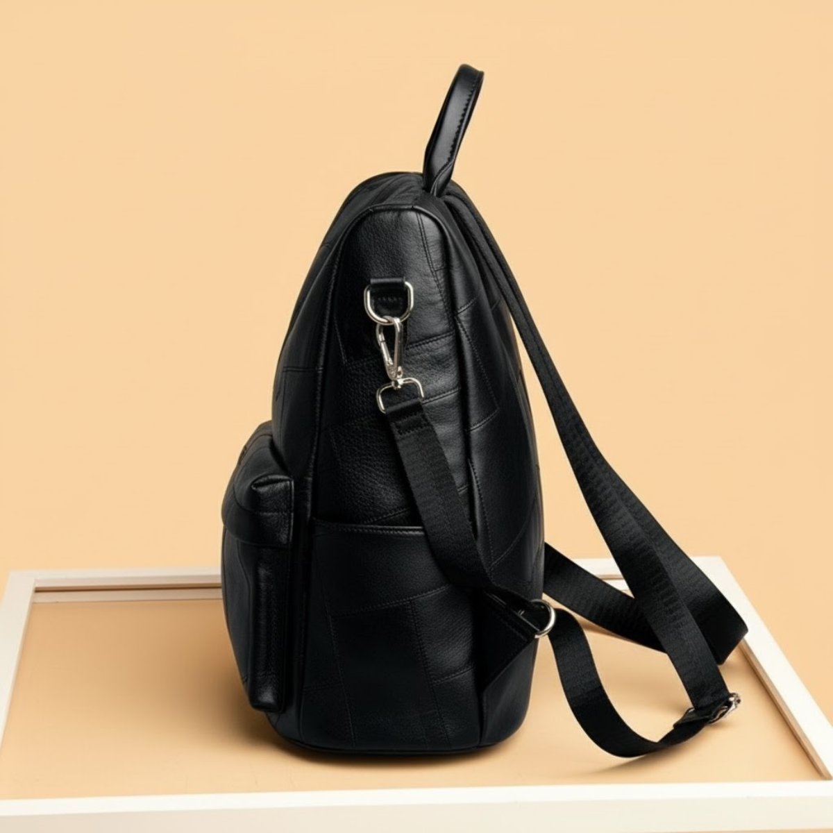 Premium Patchwork Leather Convertible Backpack – Stylish Multi-Use Bag for Women