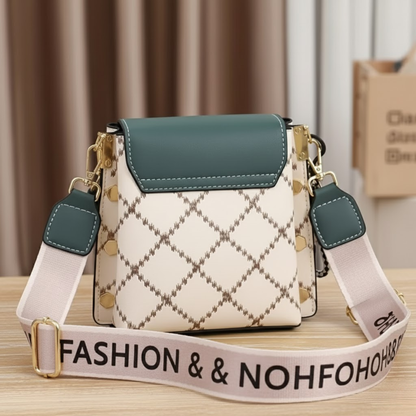 Premium Broad Belt Sling Bag – Designer Check Pattern Sling with Charm & Chain Detail