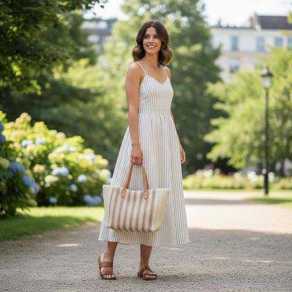 Woven Striped Tote Bag – Casual, Lightweight & Trendy for Daily Use
