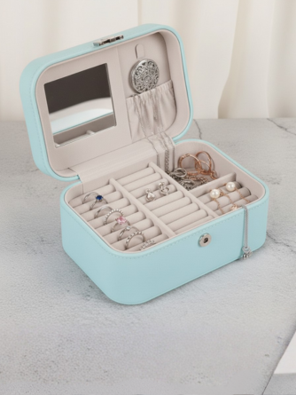 Portable Jewelry Storage Box – Compact Travel Organizer for Rings, Earrings, Chains & Accessories